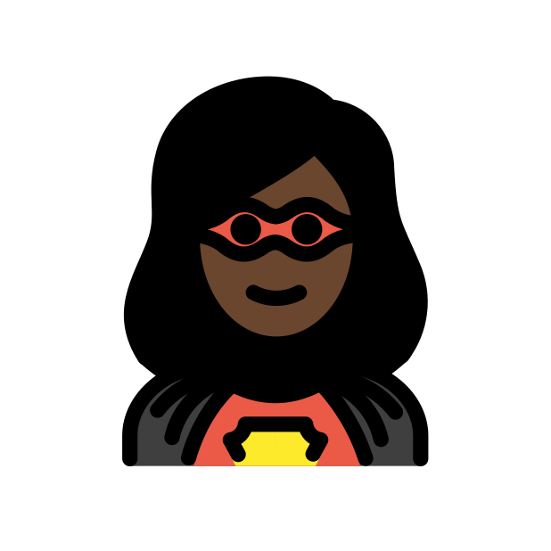 Female superhero with type-VI skin emoji
