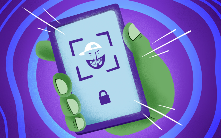 A cartoon of malware locking a smartphone
