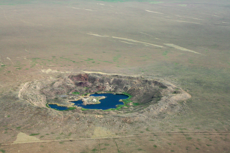 A nuclear test crater in Semipalatinsk