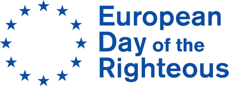 All in blue, the European circle of stars logo to the left of the words "European Day of the Righteous"