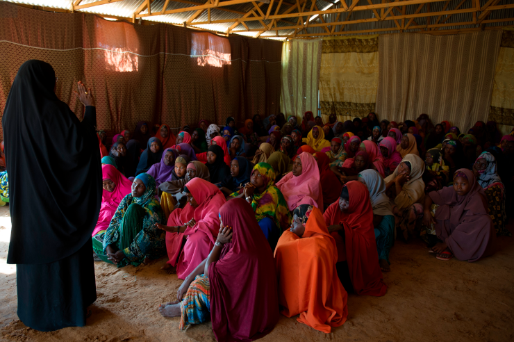 A worker conducting an awareness session in Mogadishu