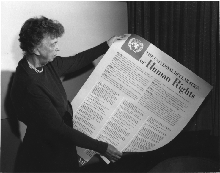 Eleanor Roosevelt reading the Universal Declaration of Human Rights