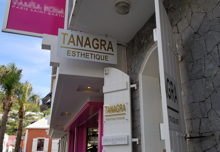 A sign for Tanagra Esthetique