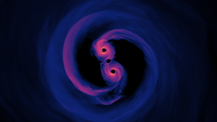 An artist's rendition of colliding black holes
