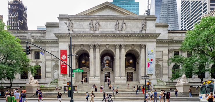 The front entrance of the NYPL's Main Branch