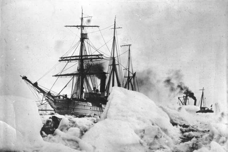 The Byrd expedition ship in heavy pack ice of the South Pole