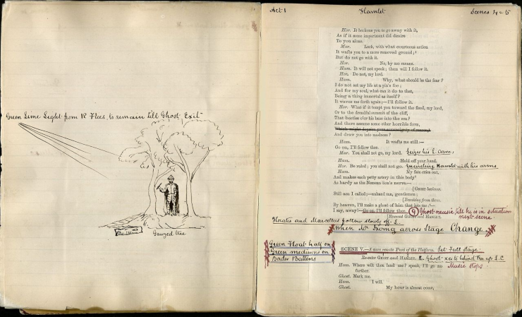Henry Irving's prompt book describing a possible way to show the Ghost