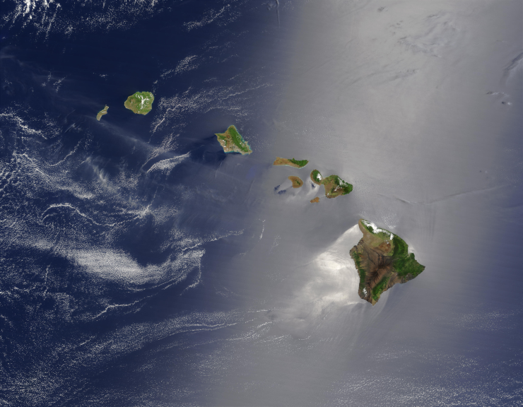 Satellite image of the windward Hawaiian islands