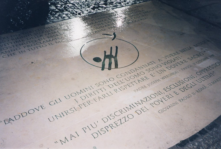 A replica of the stone commemorating the International Day for the Eradication of Poverty