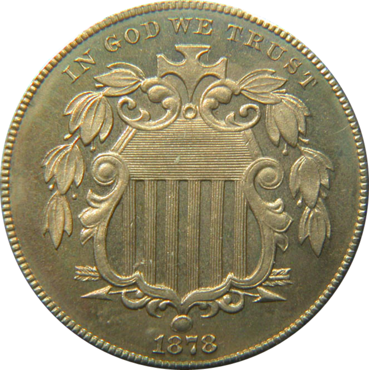 The obverse face of the first nickel coin