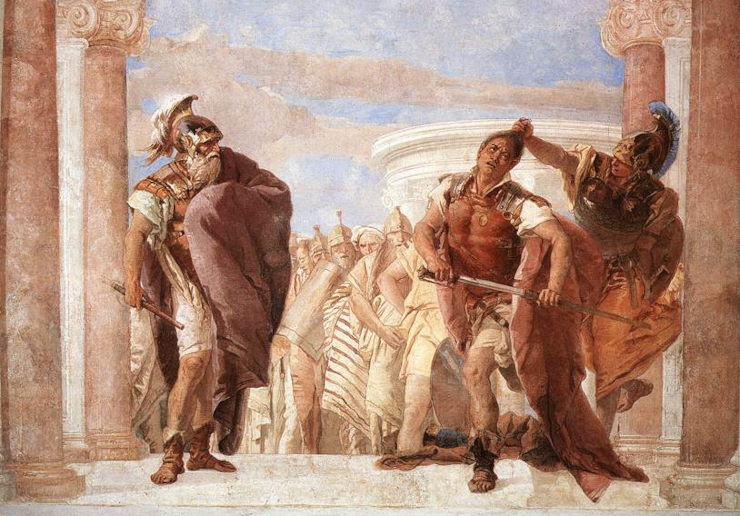 Achilles pulling Agamemnon's hair, in Tiepolo's fresco