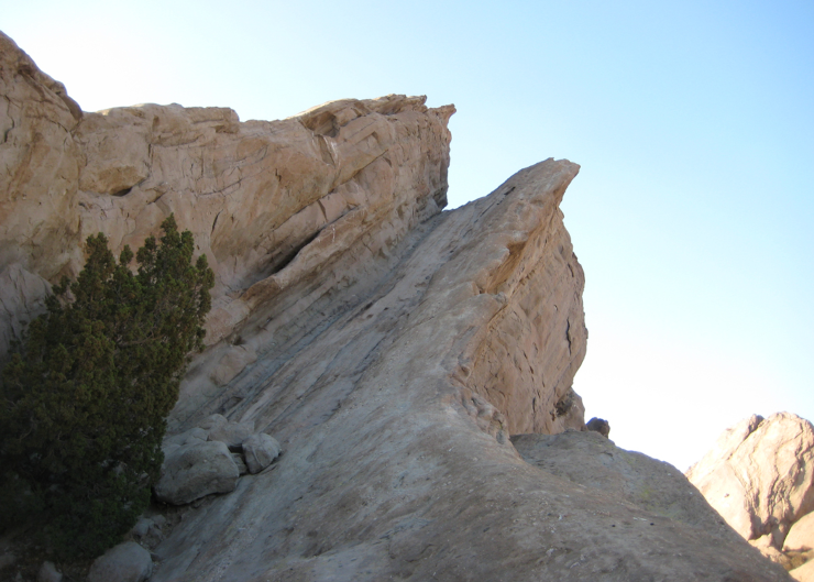A photograph of the oddly angled peaks of Vasquez Rocks