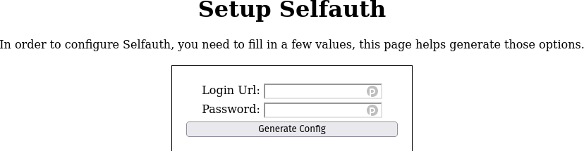 The setup-login page for Selfauth